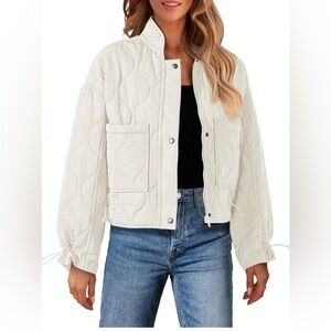 Lucky Brand Women's Quilted Jacket Off White Large,New!
